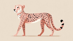 粉色猎豹插画 简约风格