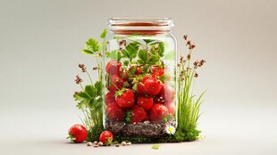 罐中草莓绿植清新组合