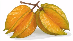 两颗诱人杨桃果实插画