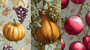 复古风蔬果插画图案