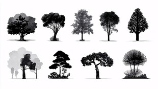 多样树木剪影集合