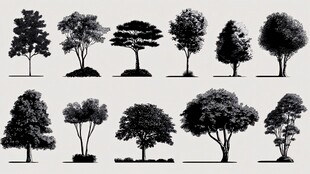 多样树木剪影集合