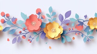 缤纷纸艺花卉装饰图案