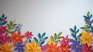 多彩纸艺花卉装饰边框