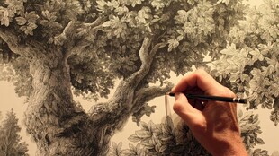 手绘大树细节创作瞬间