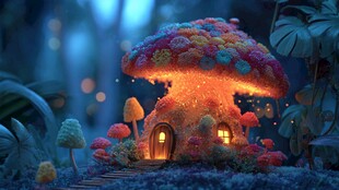 梦幻蘑菇小屋的奇幻世界