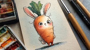 胡萝卜兔插画创作瞬间