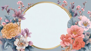 花卉环绕的圆形梦幻边框