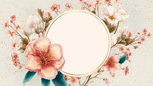 花卉环绕的圆形空白框架