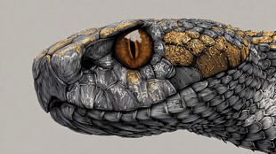 蛇头特写 金黄眼眸与鳞纹