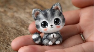 掌心的萌趣小猫咪摆件
