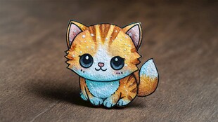 可爱手绘风小猫胸针