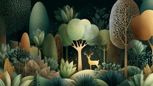 梦幻森林中的小鹿