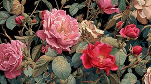 娇艳盛放的多彩月季花