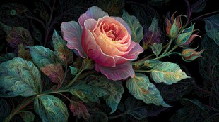 梦幻绚丽的粉色绽放玫瑰