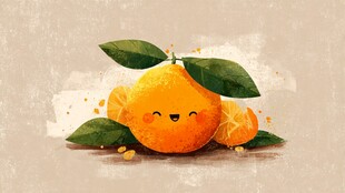 可爱微笑橙子插画
