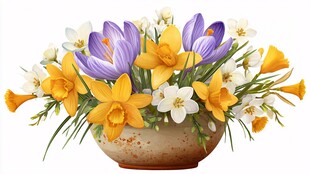 春日花卉盆栽 色彩缤纷