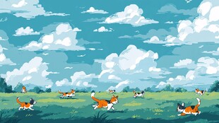 田野上欢快奔跑的柯基群