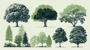 多样树木插画集合