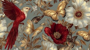 花鸟蝶织锦图案