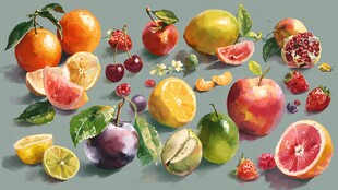 多彩缤纷的新鲜水果集合