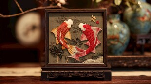 中式锦鲤立体装饰摆件