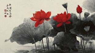 水墨荷花图