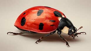 红色斑点瓢虫特写画面