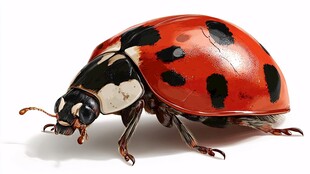 红黑斑点瓢虫特写