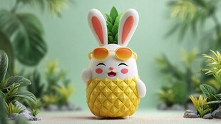 萌趣菠萝兔摆件可爱登场