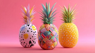 多彩创意菠萝摆件展示