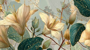 梦幻花卉插画 精致植物景象