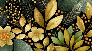 黑金花卉植物装饰图案