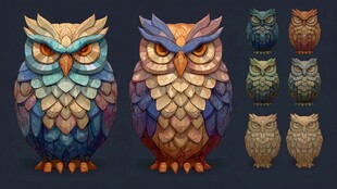 多彩猫头鹰插画集合