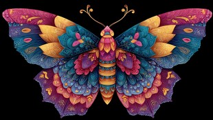 绚丽多彩的梦幻花纹蝴蝶