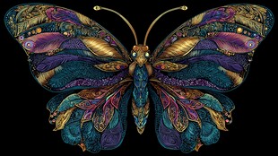 梦幻绚丽蝴蝶艺术插画