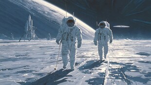 月球漫步的两位宇航员