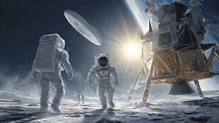 月球漫步 宇航员与登月设备