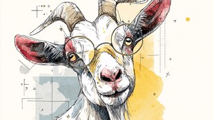 戴眼镜的俏皮山羊插画