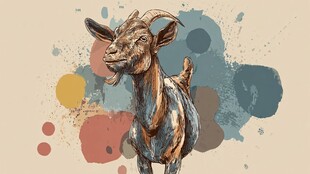 水彩风格山羊插画