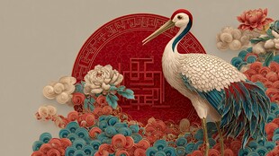 丹顶鹤贺喜 中式祥瑞图景