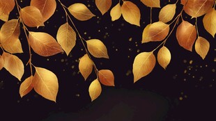 金色秋叶装点的梦幻背景