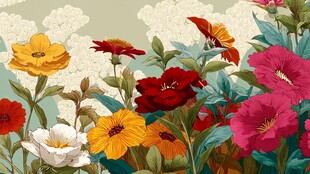 缤纷多彩花卉插画