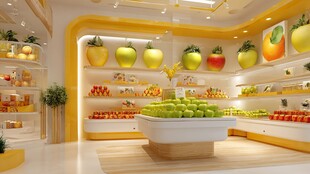 现代风明亮水果店铺陈列