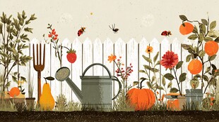 田园风花园工具与蔬果