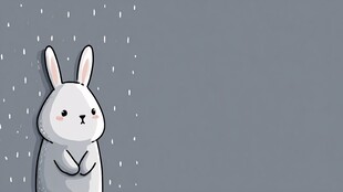 雨中白兔的可爱瞬间