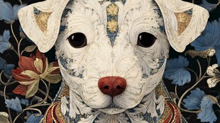 花饰小狗的奇幻艺术形象