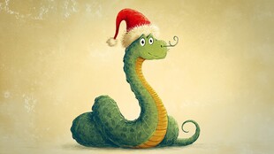 戴圣诞帽的可爱小蛇