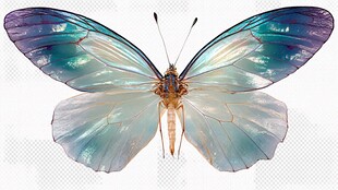 梦幻蓝绿渐变蝴蝶标本