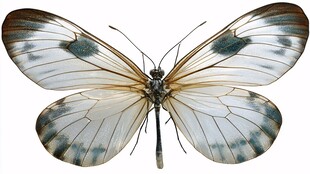 透明花纹蝴蝶标本特写